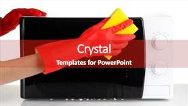  Presentation with black hand - Audience pleasing presentation consisting of black rubber gloves - hand with sponge cleaning microwave backdrop and a  colored foreground