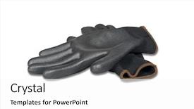  Presentation with rubber gloves - Slides featuring black rubber work gloves isolated background and a white colored foreground