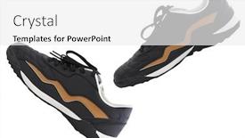  Presentation with running shoes - Presentation theme enhanced with black running shoes against white background background and a white colored foreground