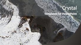  Presentation with wave - Presentation theme consisting of black sand - aerial image of a snowy background and a gray colored foreground