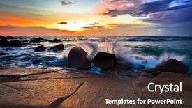  Presentation with black sea - PPT layouts consisting of black sand - beautiful sunset in the sea background and a tawny brown colored foreground