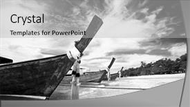  Presentation with black sea - Audience pleasing slide deck consisting of black sand - boat in the tropical sea backdrop and a light gray colored foreground