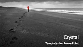  Presentation with footprints sand - Colorful presentation theme enhanced with black sand beach in iceland backdrop and a dark gray colored foreground