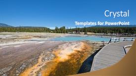  Presentation with yellowstone - Slide set consisting of black sands geyser basin in the yellowstone national park usa background and a teal colored foreground