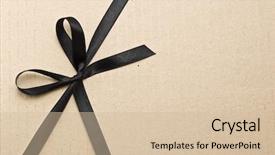  Presentation with satin - Beautiful PPT layouts featuring black satin ribbon and bow on cardboard background backdrop and a soft green colored foreground