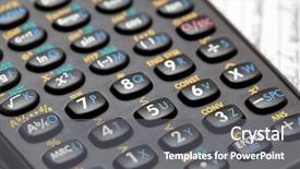 Presentation with scientific - PPT theme featuring black scientific calculator keypad closeup background and a gray colored foreground