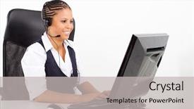  Presentation with customer service and professionalism - Amazing presentation having black screen - african american customer service consultant backdrop and a light gray colored foreground