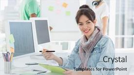  Presentation with artist - Cool new slide deck with black screen - portrait of an artist drawing backdrop and a light blue colored foreground