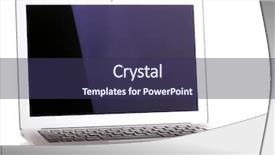  Presentation with notebook - Audience pleasing PPT theme consisting of black screen - silver notebook isolated on white backdrop and a tawny brown colored foreground