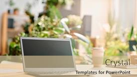  Presentation with green screen - Presentation theme consisting of black-screen-of-laptop-standing background and a lemonade colored foreground