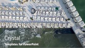  Presentation with black sea - Audience pleasing theme consisting of black-sea-beach-resort-aerial backdrop and a dark gray colored foreground