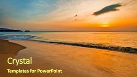  Presentation with tropical beach sunset - Theme featuring black sea sand - tropical beach at beautiful sunset background and a  colored foreground