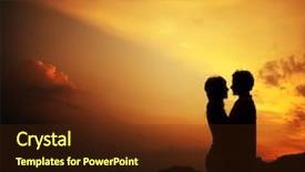  Presentation with octagon two mma fighters standing - PPT theme featuring black sea sand - two young lovers standing background and a tawny brown colored foreground