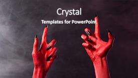  Presentation with black hands - Slide set having black sharp nails halloween theme background and a wine colored foreground