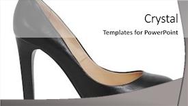  Presentation with shoe - Colorful PPT theme enhanced with black shoe isolated on white background backdrop and a white colored foreground
