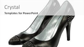  Presentation with paths - Cool new slides with black shoes isolated with clipping paths backdrop and a white colored foreground