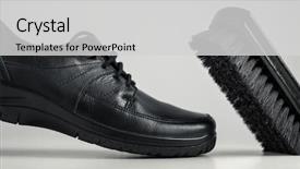  Presentation with brush - Audience pleasing slides consisting of footware - black shoes with polishing brush backdrop and a light gray colored foreground
