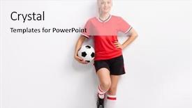  Presentation with female soccer - Colorful theme enhanced with black shorts holding a ball backdrop and a sky blue colored foreground