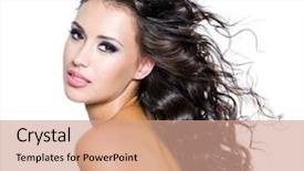  Presentation with skincare - Cool new presentation with black skincare - beautiful face of young woman backdrop and a coral colored foreground