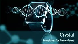  Presentation with black dna - Colorful slide set enhanced with black smart watch over dna backdrop and a ocean colored foreground