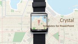  Presentation with black technology - Slide deck enhanced with black smart watch with gps background and a lemonade colored foreground