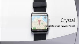  Presentation with navigation - Amazing PPT theme having black smart watch with gps backdrop and a  colored foreground