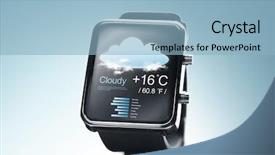  Presentation with smart - Presentation consisting of black smart watch with weather background and a light blue colored foreground