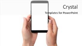  Presentation with black hand - Audience pleasing presentation theme consisting of black smartphone mockup in hand backdrop and a white colored foreground