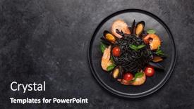  Presentation with pasta - Cool new PPT layouts with black-spaghetti-pasta-with-seafood backdrop and a dark gray colored foreground