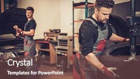  Presentation with mechanic repair - Colorful slides enhanced with black spanner - professional car mechanic replace tire backdrop and a violet colored foreground