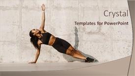  Presentation with exercise - Presentation theme consisting of black-sportswoman-doing-exercise background and a  colored foreground