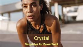  Presentation with black - Beautiful presentation theme featuring black-sportswoman-resting-while-working backdrop and a  colored foreground