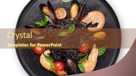  Presentation with black ink - Beautiful presentation design featuring black-squid-ink-spaghetti-pasta backdrop and a tawny brown colored foreground