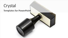  Presentation with black white program - Cool new slide set with black stamp isolated on white backdrop and a white colored foreground