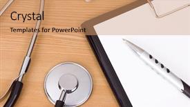  Presentation with medical education - Cool new theme with black stethoscope and paper backdrop and a coral colored foreground