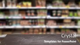  Presentation with grocery store - Amazing PPT theme having black-stone-surface-on-blurry backdrop and a tawny brown colored foreground