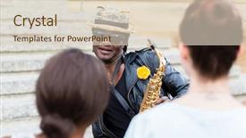  Presentation with music african american jazz musician - Cool new presentation theme with black street musician with sunglasses backdrop and a lemonade colored foreground