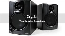  Presentation with speakers - Amazing PPT theme having black studio monitors high-end backdrop and a dark gray colored foreground