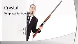  Presentation with farm land black aberdeen angu - Amazing slide deck having black suit holding a shotgun backdrop and a white colored foreground