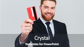  Presentation with black males business - PPT theme consisting of attractive cards - smiling handsome business man background and a tawny brown colored foreground