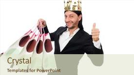  Presentation with bags plastic - Theme enhanced with crown handsome satisfied - black suit man holding plastic background and a soft green colored foreground