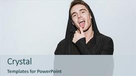  Presentation with black man - Amazing slide set having black t-shirt and mantle backdrop and a sky blue colored foreground