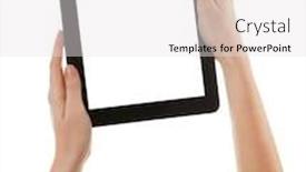  Presentation with black hands - Slide deck having black tablet in hands isolated background and a white colored foreground