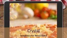  Presentation with pizza - Slide set with black tablet pc with pizza background and a yellow colored foreground