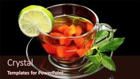  Presentation with black tea - PPT layouts consisting of black-tea-and-fruit background and a wine colored foreground