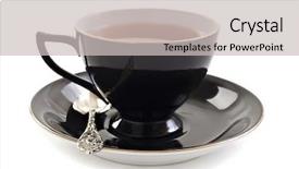  Presentation with black tea - PPT theme consisting of black tea cup background and a light gray colored foreground