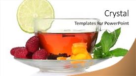  Presentation with cup of lemon tea - Cool new presentation theme with black tea in cup mint backdrop and a white colored foreground
