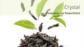  Presentation with black tea - Slide deck with black-tea-isolated-on-white background and a soft green colored foreground