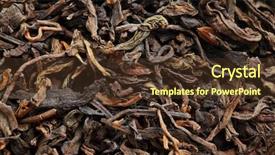  Presentation with black tea - Presentation having black tea loose dried tea leaves background and a tawny brown colored foreground