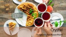  Presentation with tea party - PPT layouts with black tea tasty peach background and a coral colored foreground